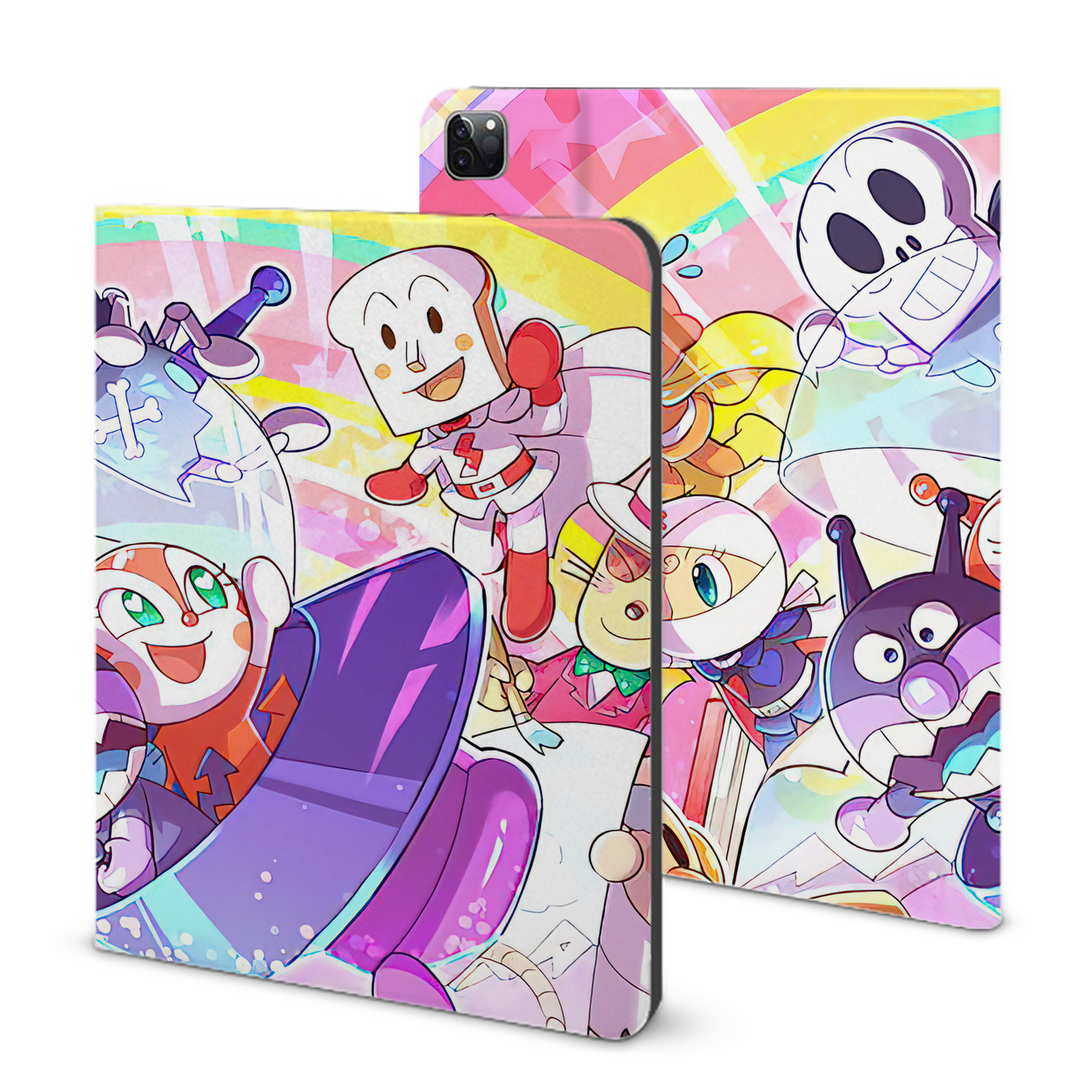 （画像用） アンパンマン Anpanman IPad ケース ブック型 PUレザー TPU 耐衝撃 軽量 薄型 ペン収納なし 全面保護 IPad 各モデル対応